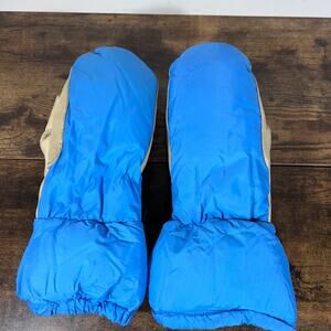 FROSTLINE KIT Polar Down Fill Leather Mittens ADULT LARGE L Nylon Blue VINTAGE